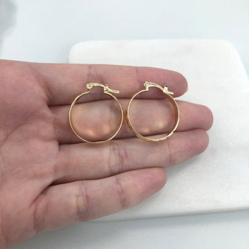 18K Gold Layered  Oro Laminado 22 mm Diamond Cutting Flat Hoops Wholesale 21.0407